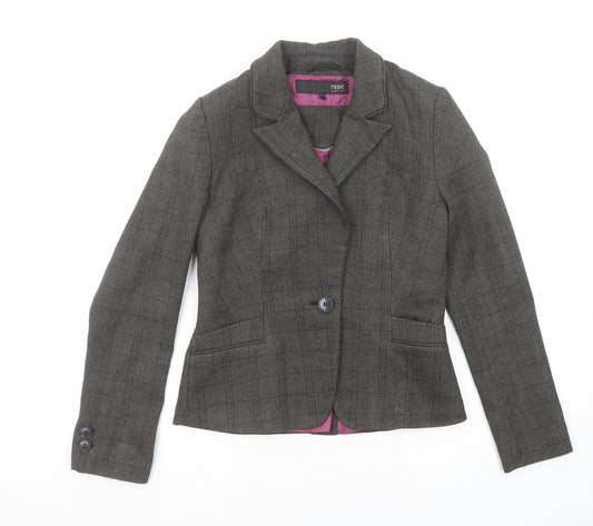 NEXT Womens Grey Check Polyester Jacket Blazer Size 6