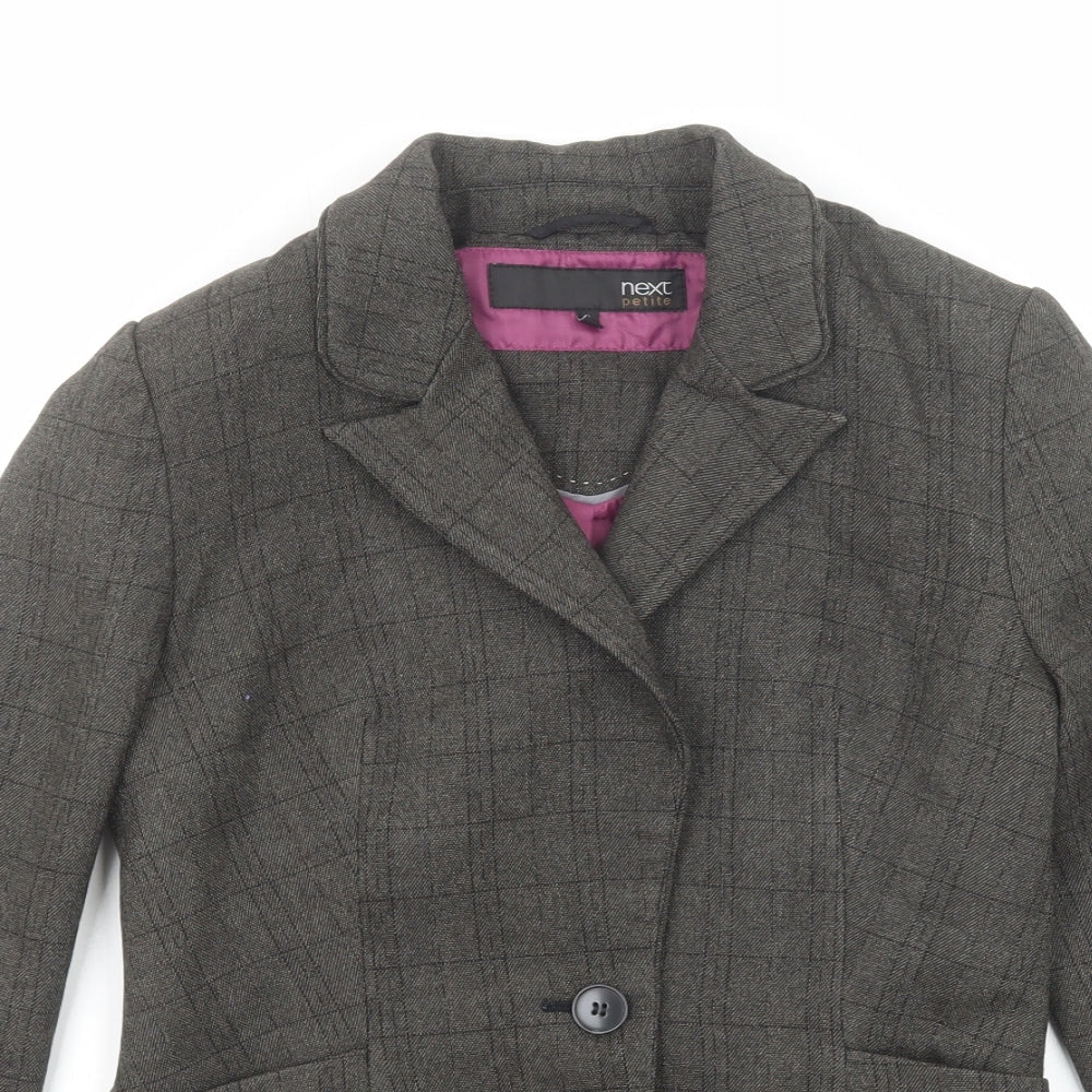 NEXT Womens Grey Check Polyester Jacket Blazer Size 6