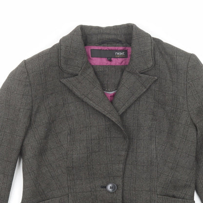 NEXT Womens Grey Check Polyester Jacket Blazer Size 6