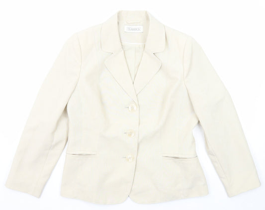BHS Womens Beige Polyester Jacket Blazer Size 14