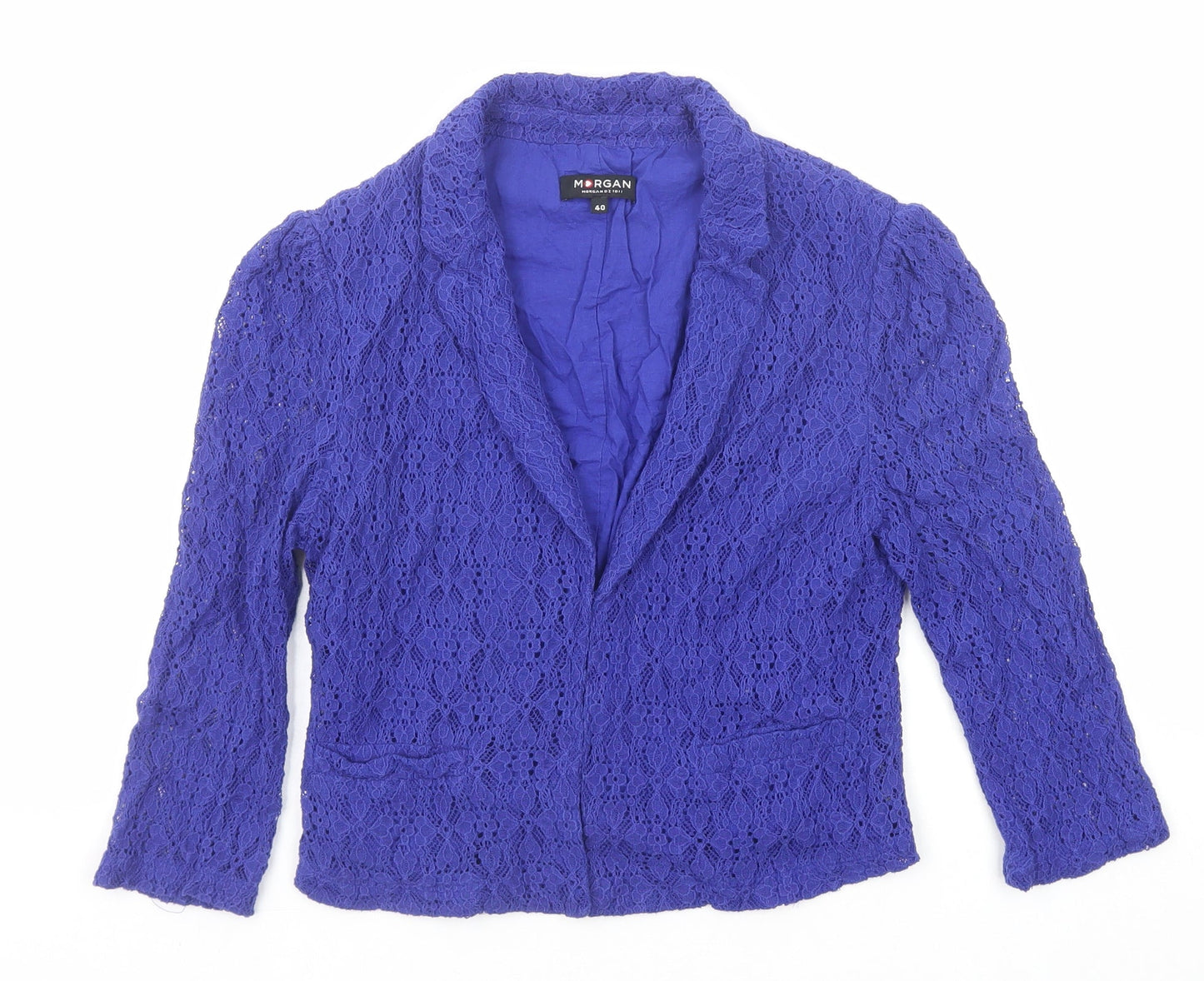 Morgan Womens Blue Jacket Blazer Size 12 Hook & Eye
