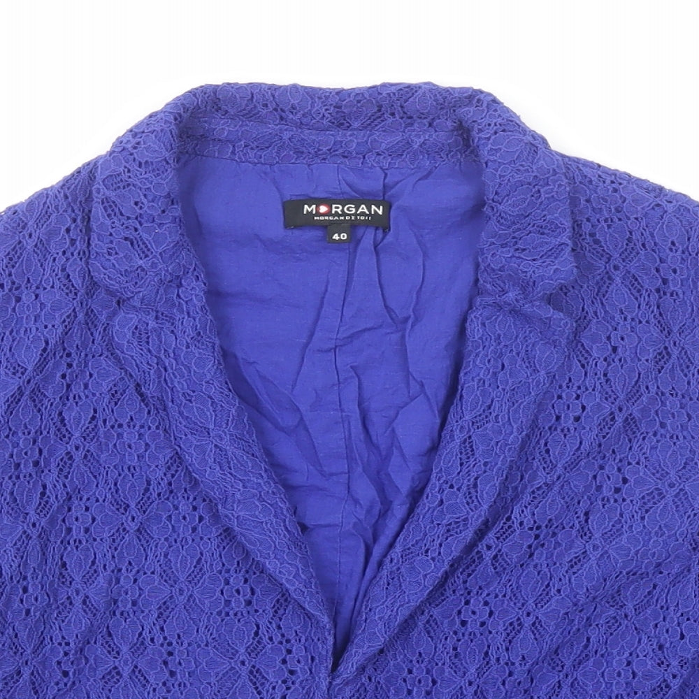 Morgan Womens Blue Jacket Blazer Size 12 Hook & Eye