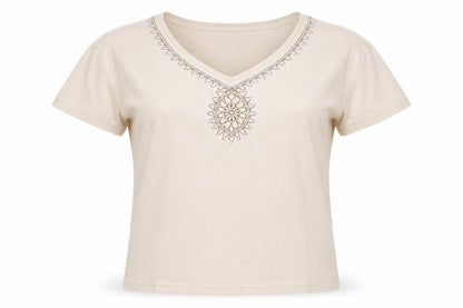 Womens UK Size M EWM Beige Basic T-Shirt