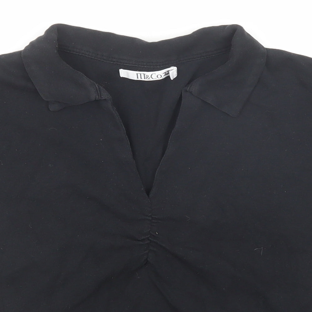 Womens UK Size M M&Co Black Basic Polo