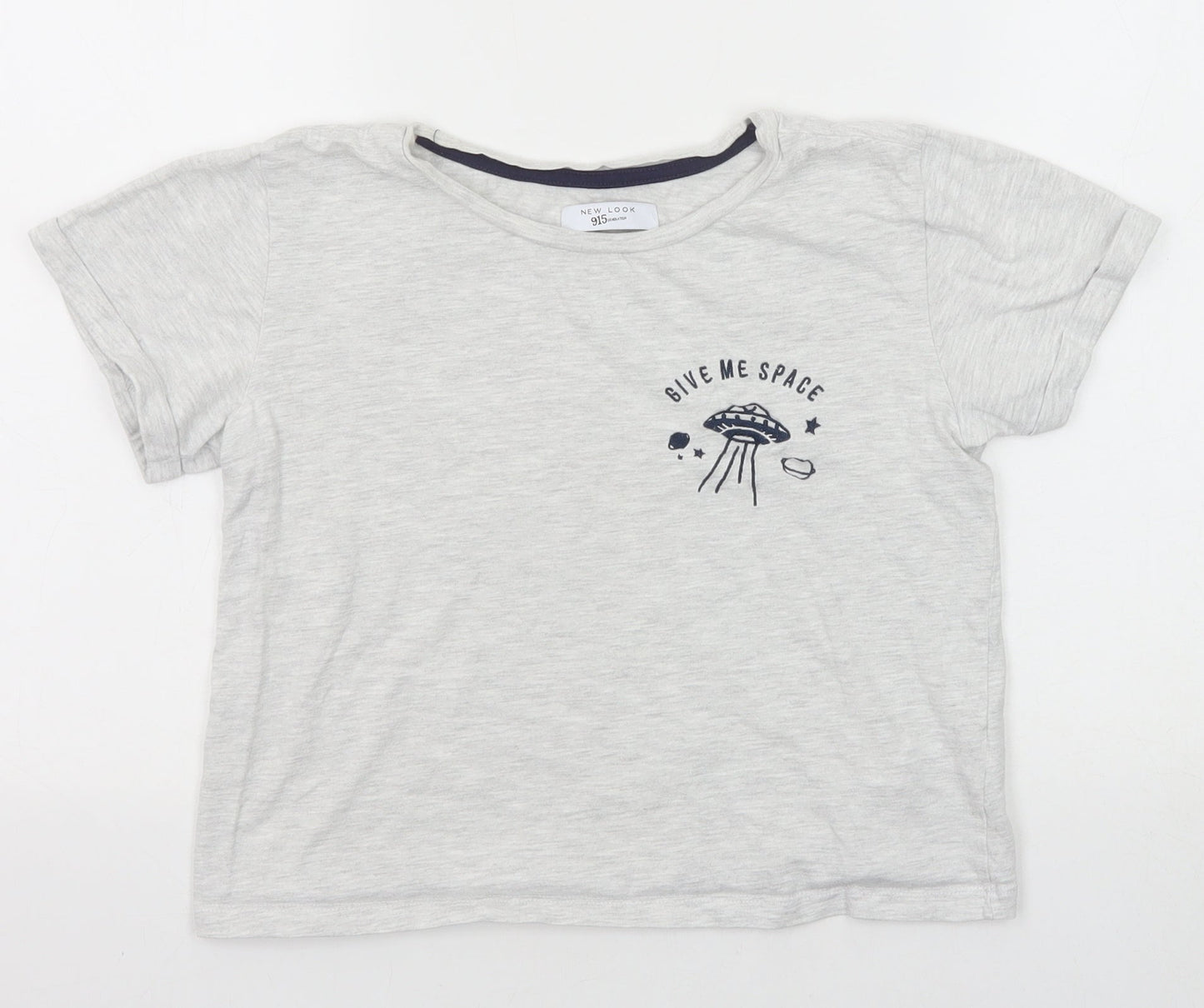 New Look Girls Grey Cotton Basic T-Shirt Size M Round Neck Pullover - Give Me Space