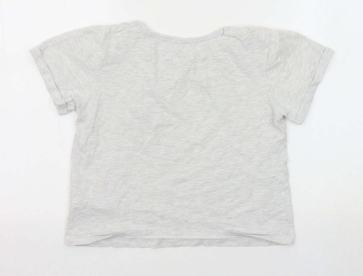 New Look Girls Grey Cotton Basic T-Shirt Size M Round Neck Pullover - Give Me Space