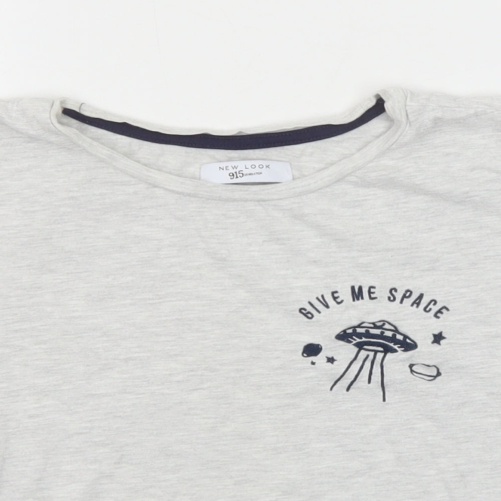 New Look Girls Grey Cotton Basic T-Shirt Size M Round Neck Pullover - Give Me Space
