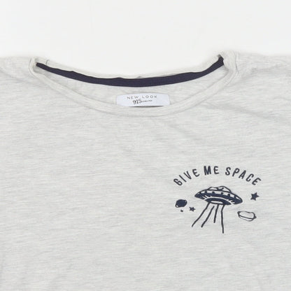 New Look Girls Grey Cotton Basic T-Shirt Size M Round Neck Pullover - Give Me Space
