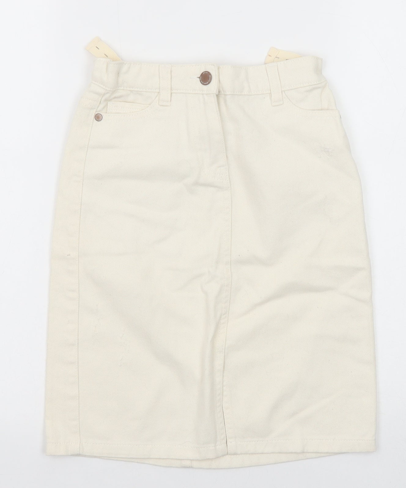 NEXT Girls Ivory Cotton Straight & Pencil Skirt Size 9 Years Regular Zip