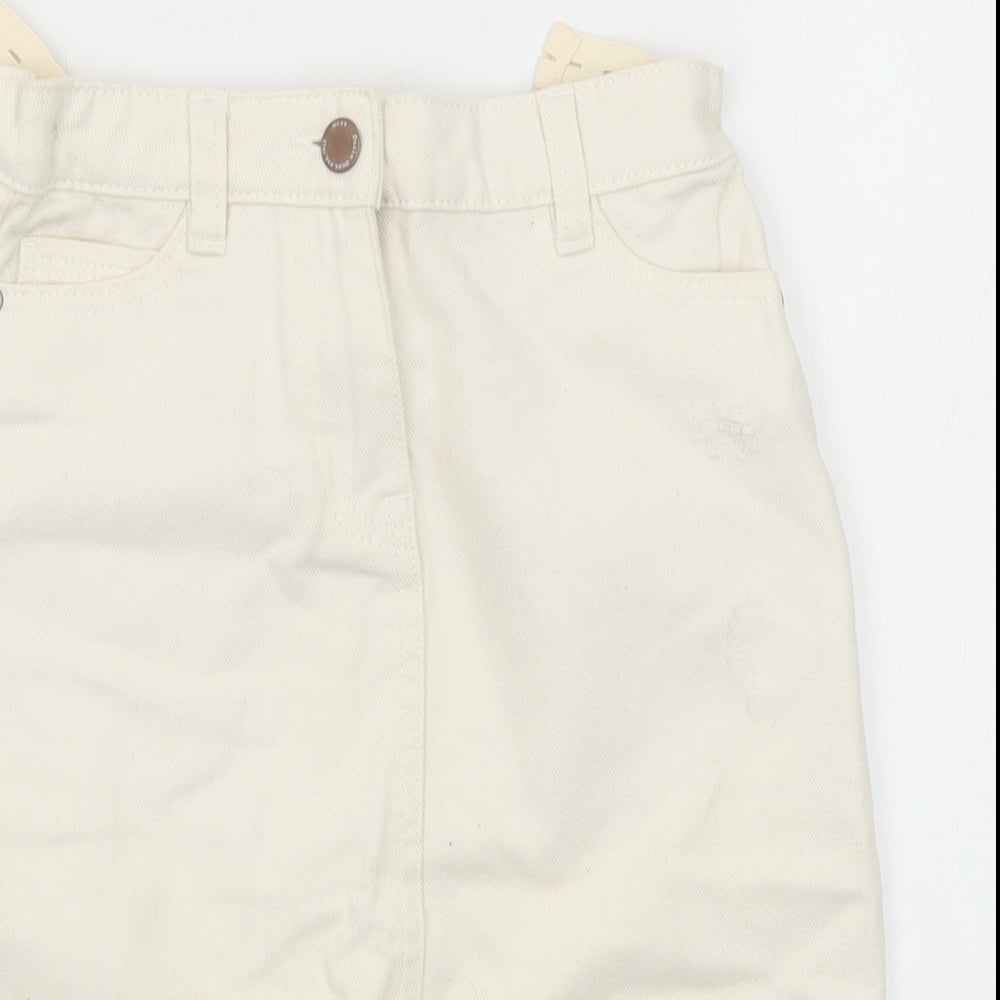 NEXT Girls Ivory Cotton Straight & Pencil Skirt Size 9 Years Regular Zip