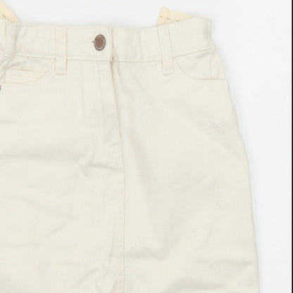 NEXT Girls Ivory Cotton Straight & Pencil Skirt Size 9 Years Regular Zip