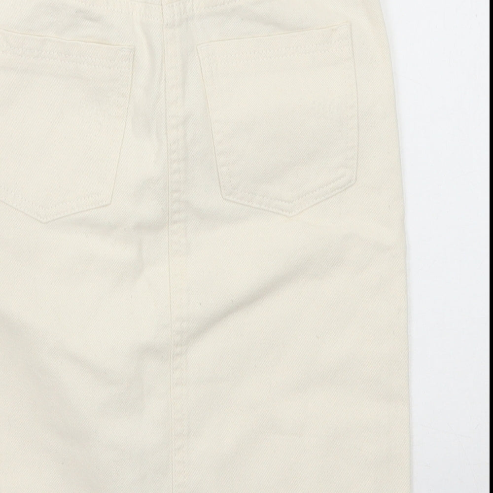 NEXT Girls Ivory Cotton Straight & Pencil Skirt Size 9 Years Regular Zip