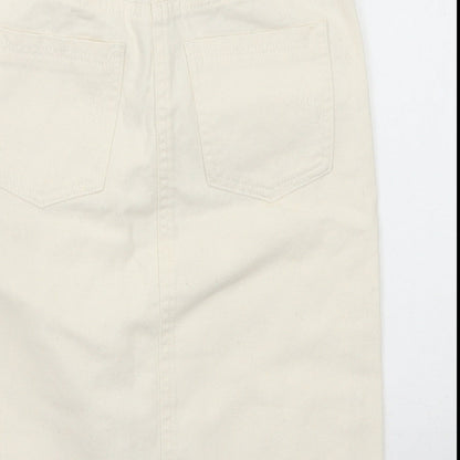 NEXT Girls Ivory Cotton Straight & Pencil Skirt Size 9 Years Regular Zip