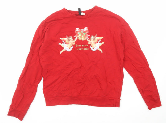Womens UK Size M Divided by H&M Red Pullover Sweatshirt
