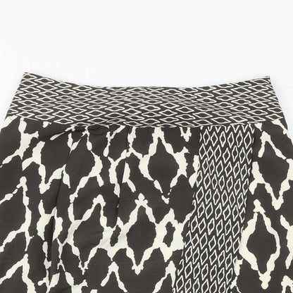 Marks and Spencer Womens Black Geometric Polyester A-Line Skirt Size 10 Zip