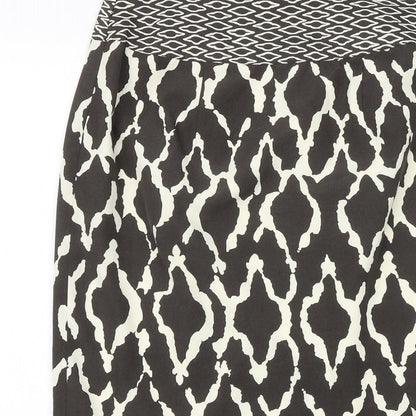 Marks and Spencer Womens Black Geometric Polyester A-Line Skirt Size 10 Zip