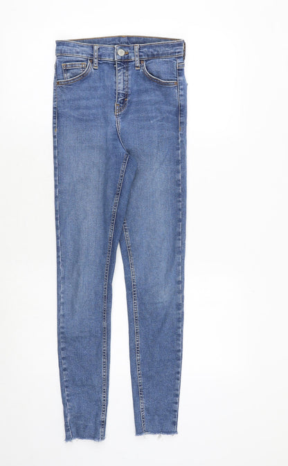 Topshop Womens Blue Cotton Skinny Jeans Size 26 in Regular Zip