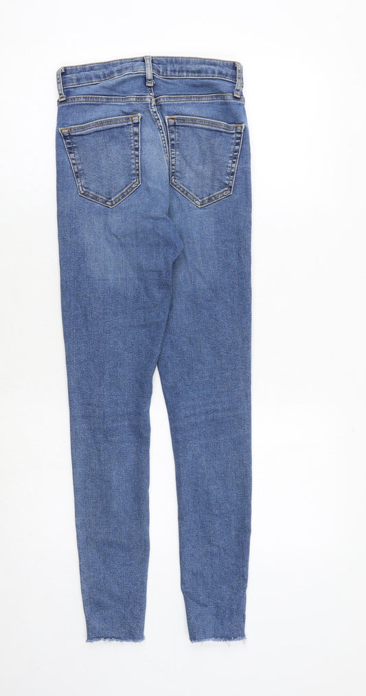 Topshop Womens Blue Cotton Skinny Jeans Size 26 in Regular Zip