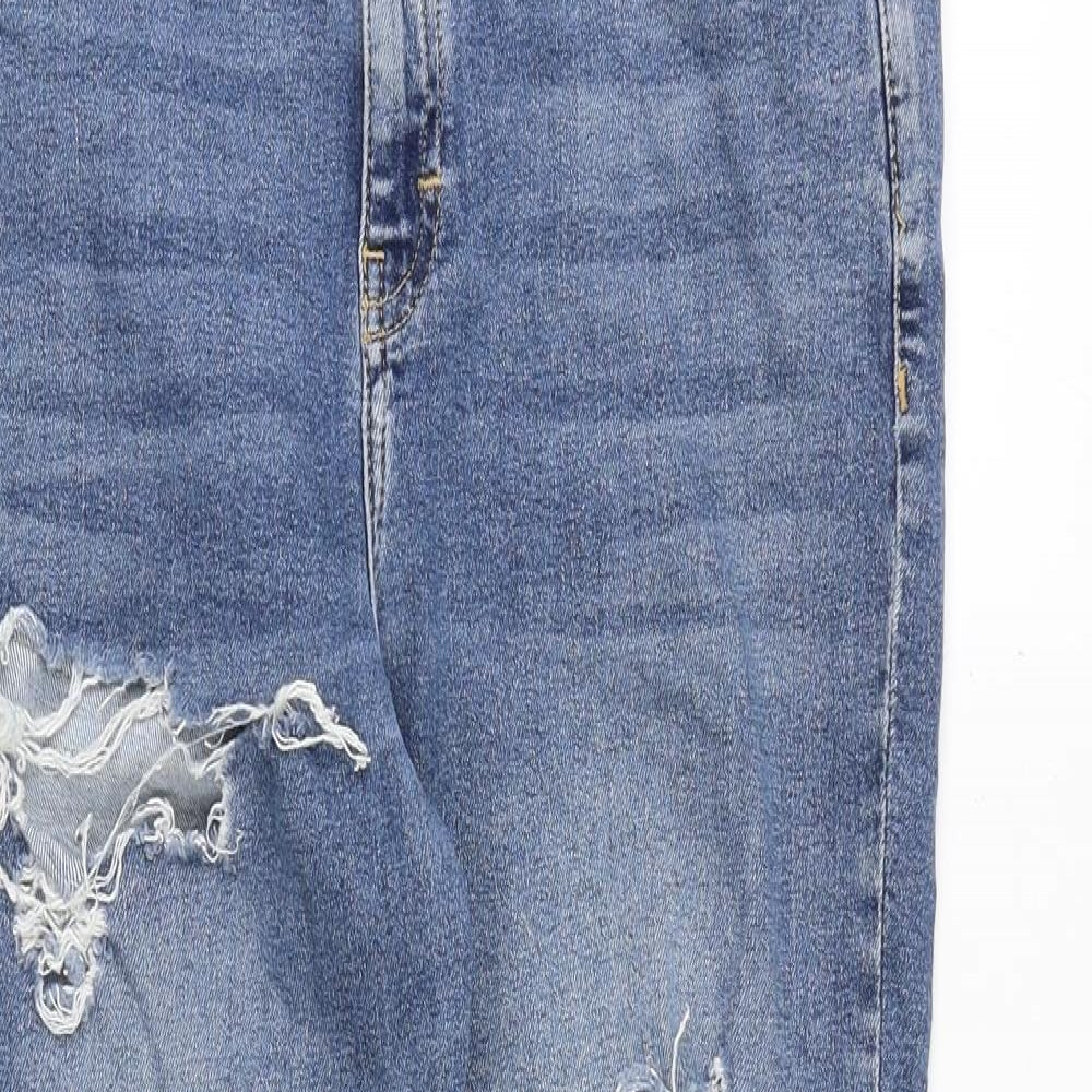 Topshop Womens Blue Cotton Tapered Jeans Size 32 in Regular Zip