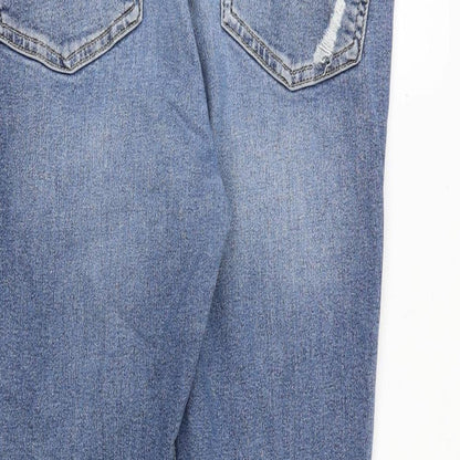 Topshop Womens Blue Cotton Tapered Jeans Size 32 in Regular Zip