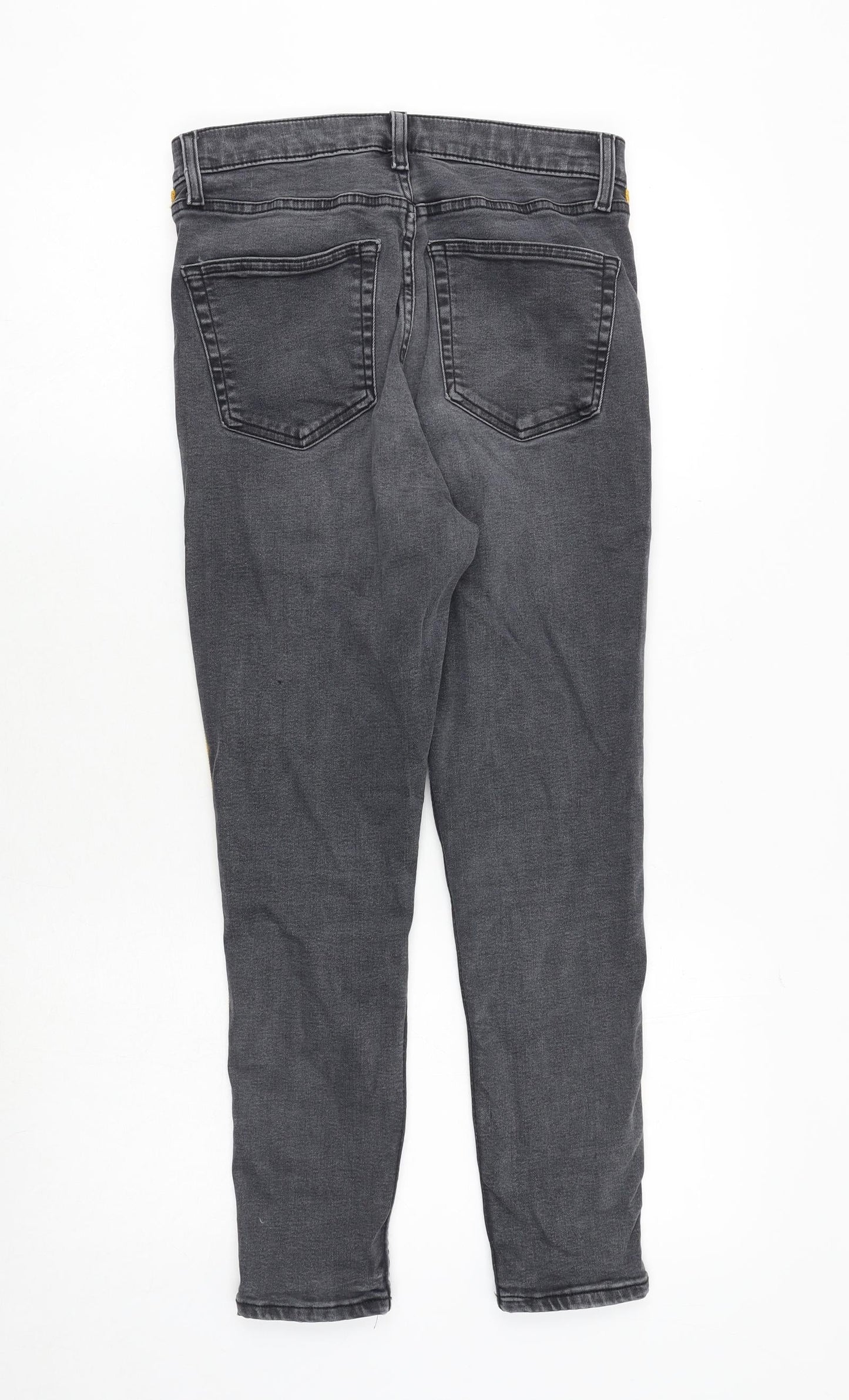 Topshop Womens Grey Cotton Skinny Jeans Size 30 in Regular Zip - Side Stripe Detail