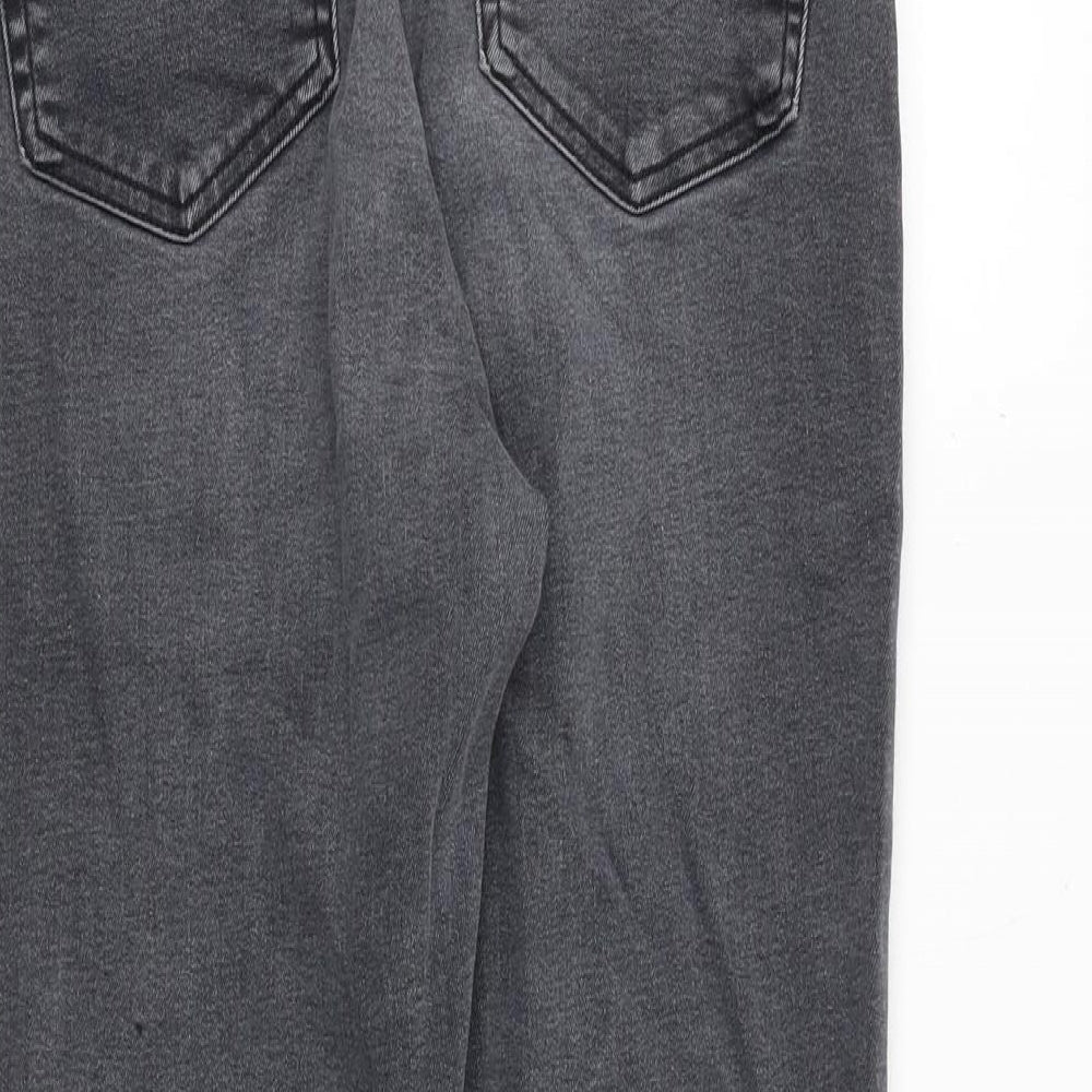 Topshop Womens Grey Cotton Skinny Jeans Size 30 in Regular Zip - Side Stripe Detail