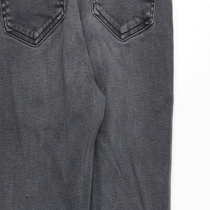 Topshop Womens Grey Cotton Skinny Jeans Size 30 in Regular Zip - Side Stripe Detail