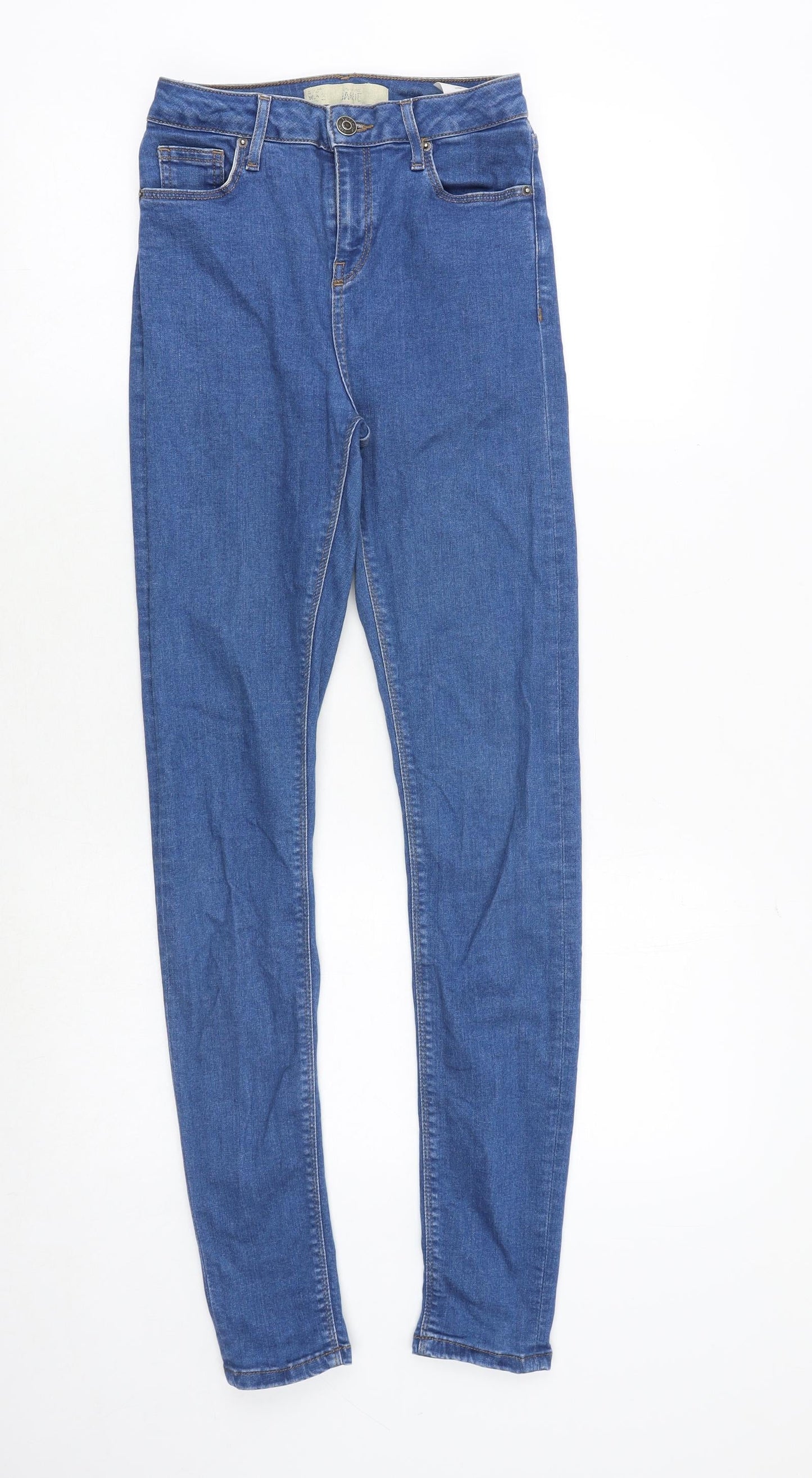 Topshop Womens Blue Cotton Skinny Jeans Size 26 in Regular Zip