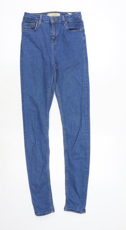 Topshop Womens Blue Cotton Skinny Jeans Size 26 in Regular Zip