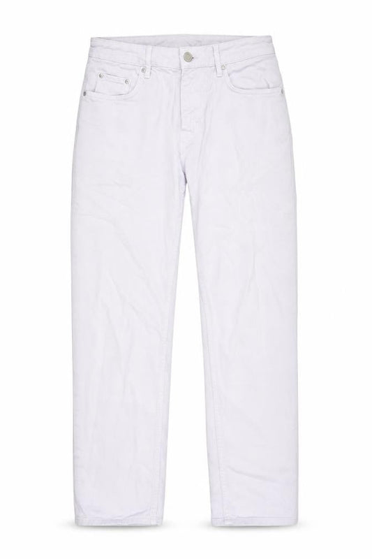 Front view of ASOS women’s purple cotton straight jeans, size UK 28, in regular zip