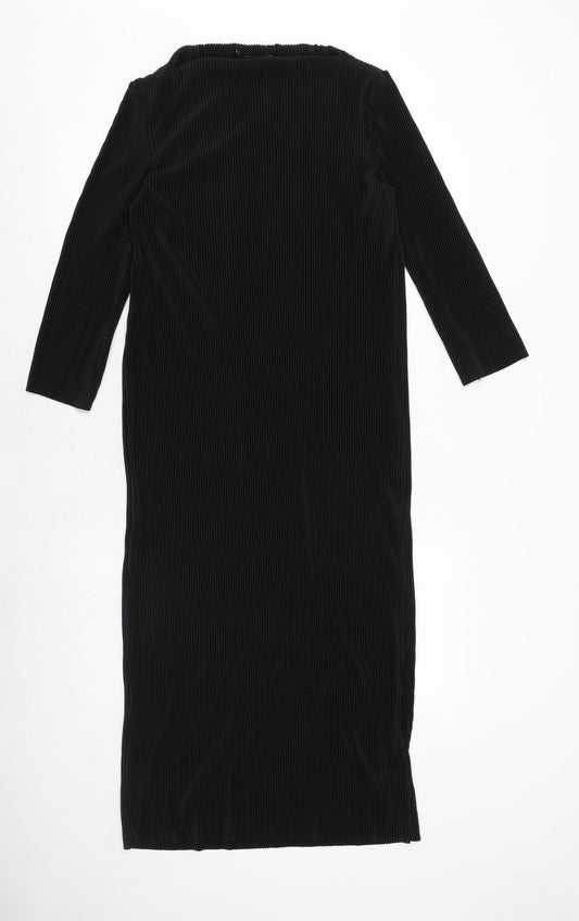 Marks and Spencer Womens Black Polyester Sheath Size 10 Boat Neck Pullover - Ribbed