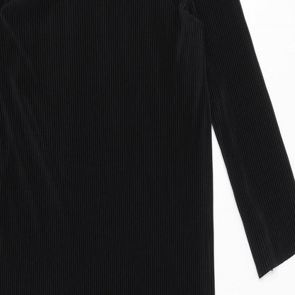 Marks and Spencer Womens Black Polyester Sheath Size 10 Boat Neck Pullover - Ribbed