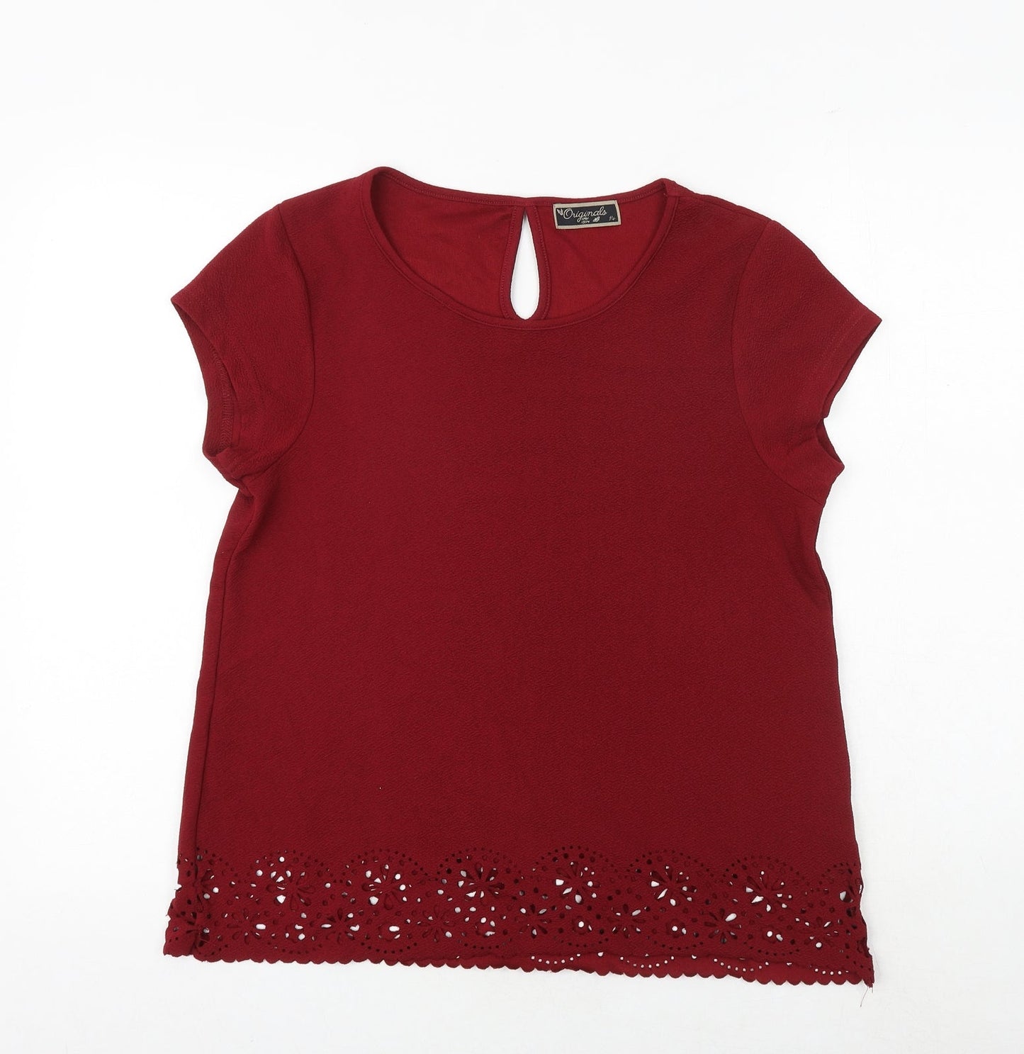 Womens UK Size 14 Original Red Basic T-Shirt