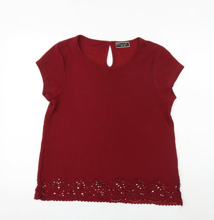 Womens UK Size 14 Original Red Basic T-Shirt