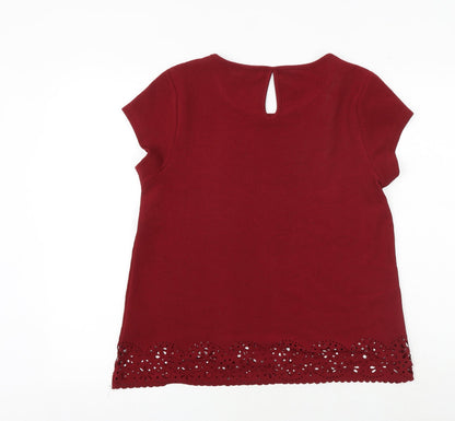 Womens UK Size 14 Original Red Basic T-Shirt