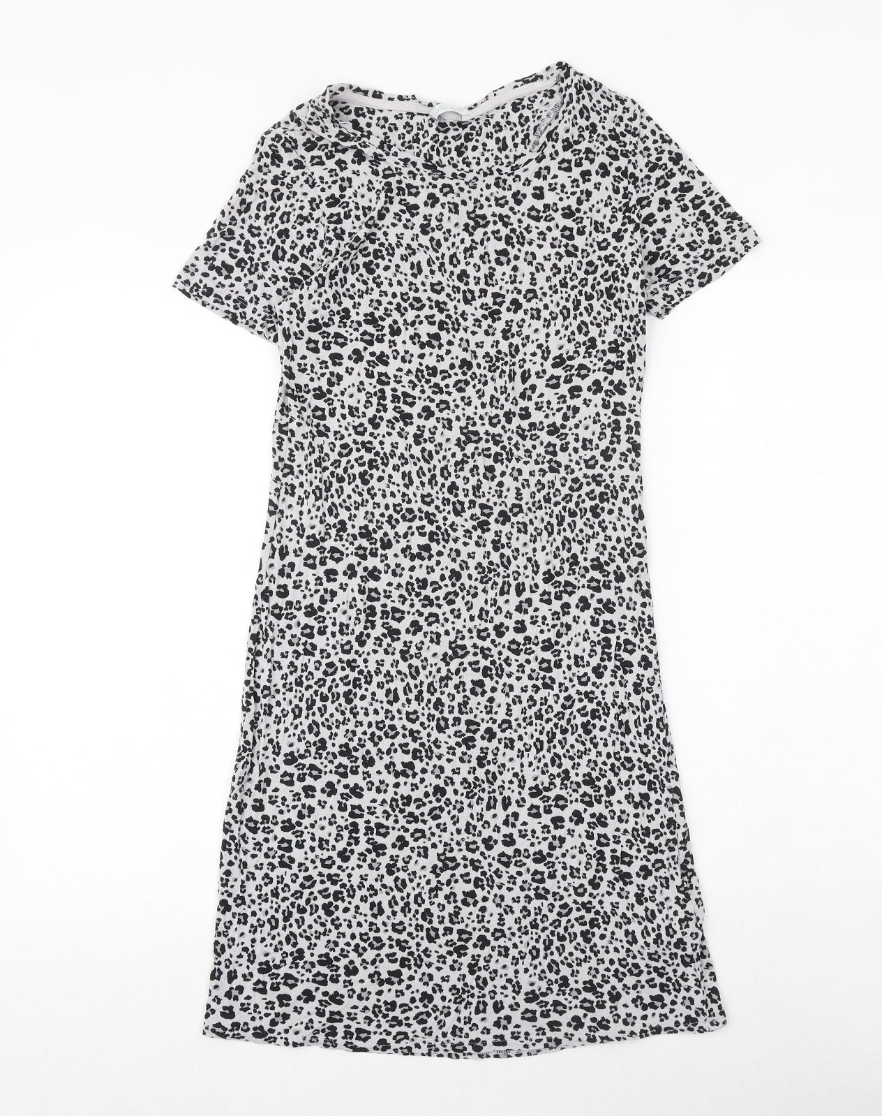 Marks and Spencer Womens Grey Animal Print Viscose Top Dress Size 6 - Leopard Print