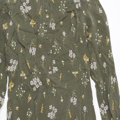 Per Una Womens Green Floral Cupro Sheath Size 8 Boat Neck Zip