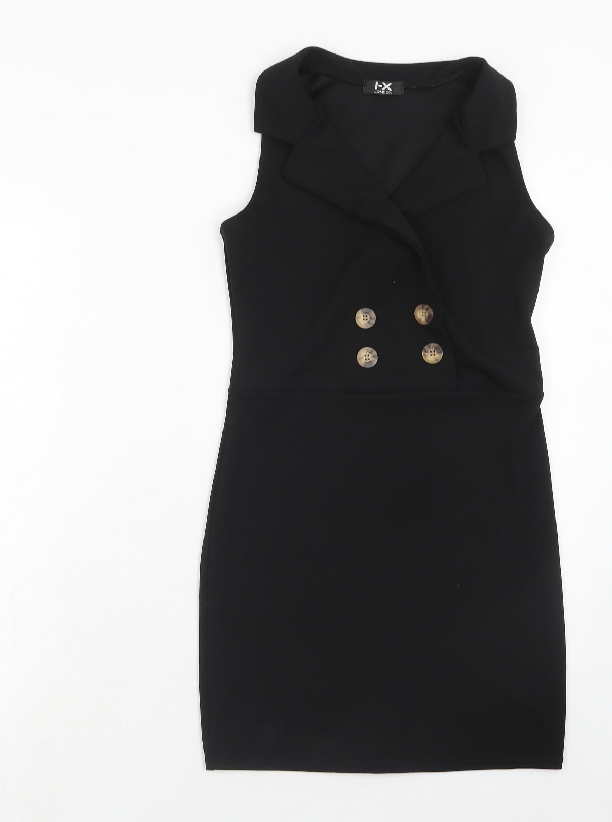 I-X London Womens Black Polyester A-Line Size 8 Collared Pullover