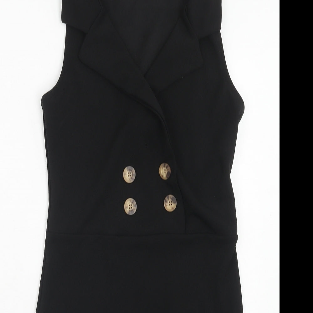 I-X London Womens Black Polyester A-Line Size 8 Collared Pullover