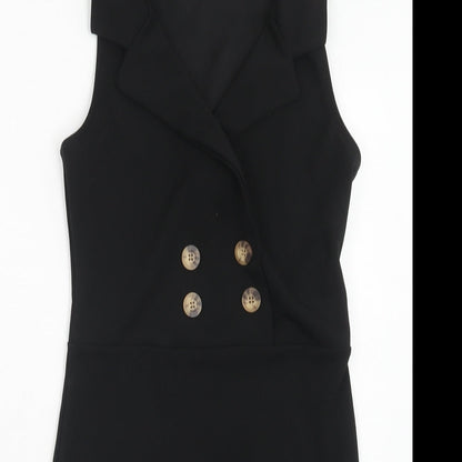 I-X London Womens Black Polyester A-Line Size 8 Collared Pullover