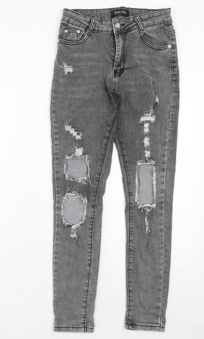 Womens UK Size 10 Denim Wise Regular Fit Skinny Grey Jeans