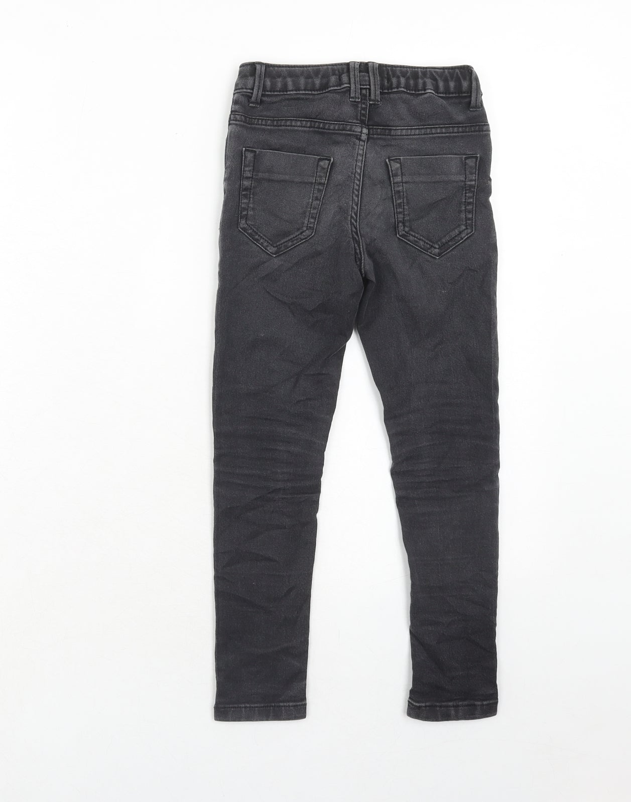 Marks and Spencer Girls Grey Cotton Skinny Jeans Size 7-8 Years Regular Zip