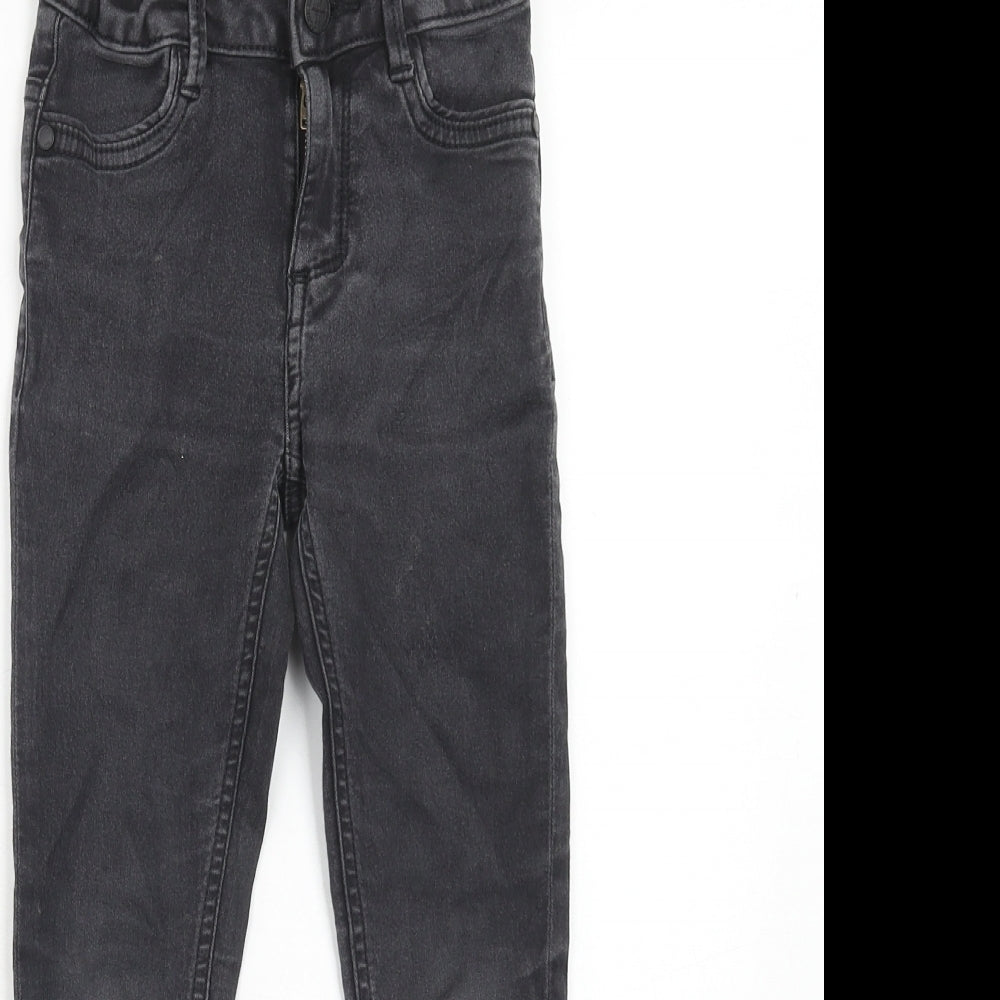 Marks and Spencer Girls Grey Cotton Skinny Jeans Size 7-8 Years Regular Zip