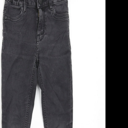 Marks and Spencer Girls Grey Cotton Skinny Jeans Size 7-8 Years Regular Zip