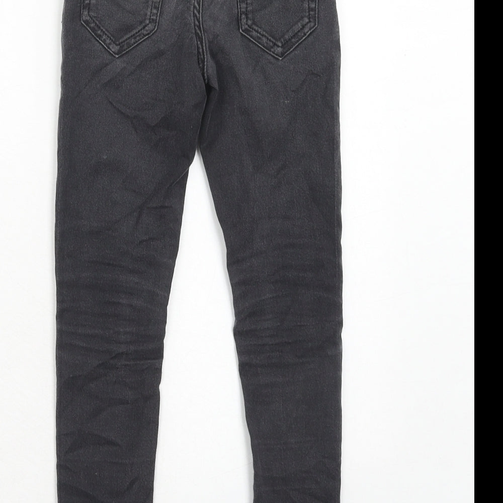 Marks and Spencer Girls Grey Cotton Skinny Jeans Size 7-8 Years Regular Zip