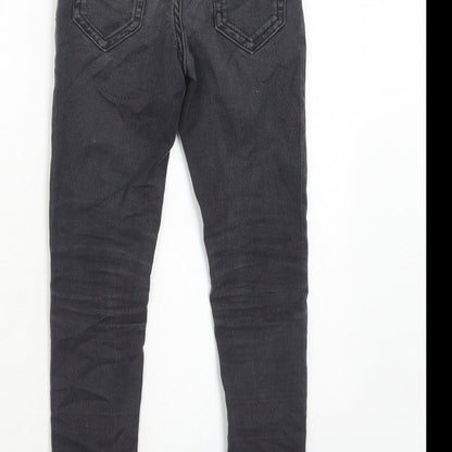 Marks and Spencer Girls Grey Cotton Skinny Jeans Size 7-8 Years Regular Zip