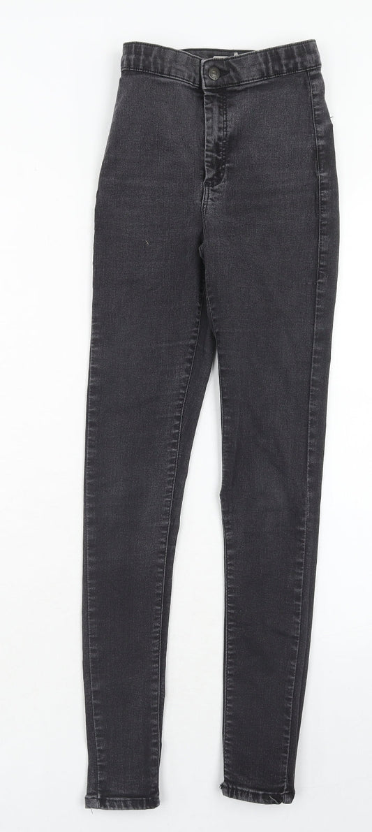 Topshop Womens Black Cotton Skinny Jeans Size 26 in L32 in Regular Zip