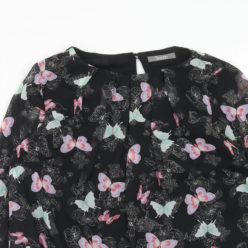 Womens UK Size 8 South Black Basic Blouse