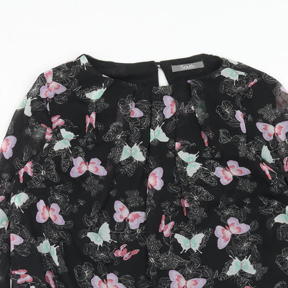 Womens UK Size 8 South Black Basic Blouse