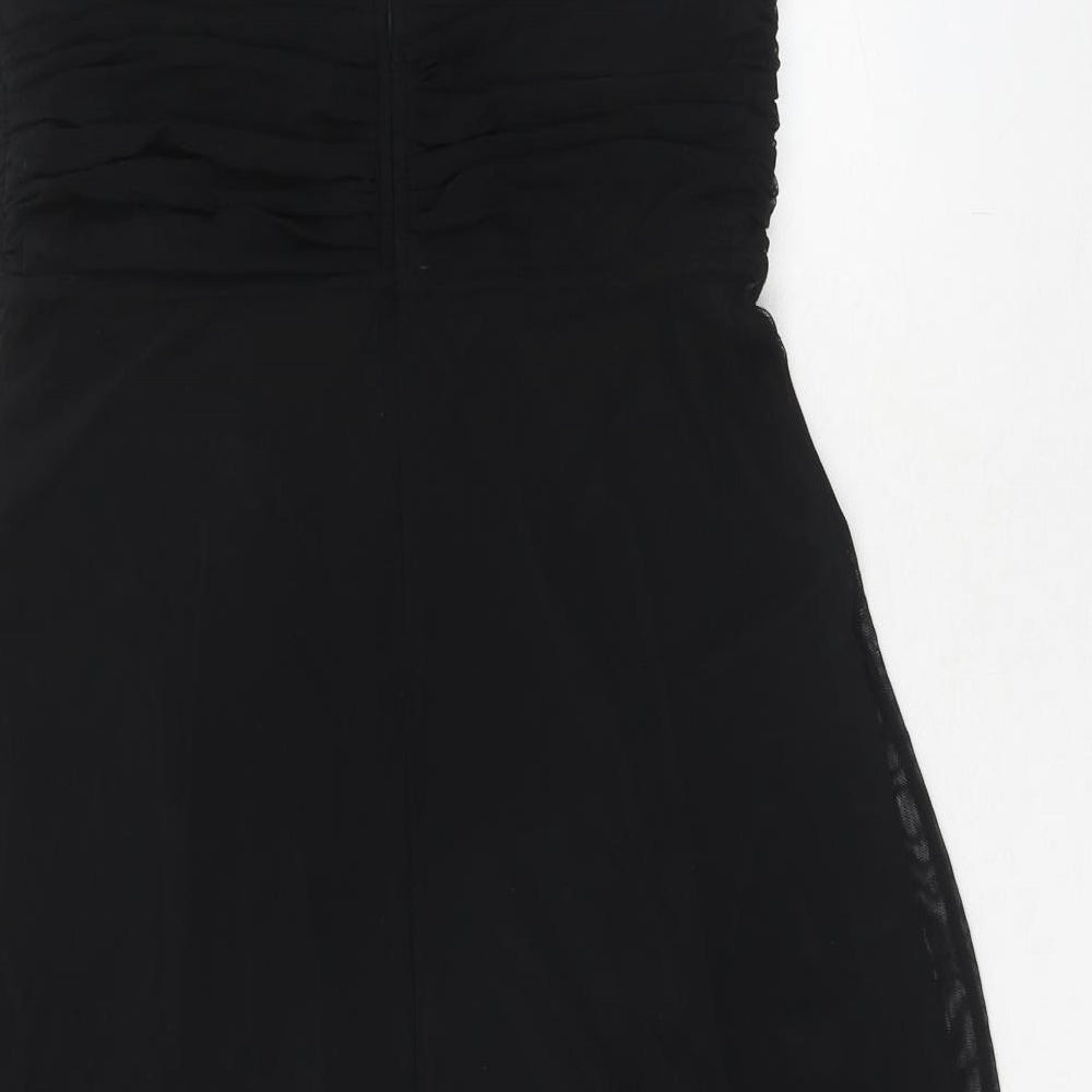 NEXT Womens Black Nylon Trapeze & Swing Size 12 V-Neck Zip - Flower Detail